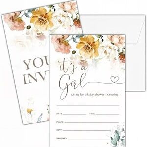 NEW!! ✮ Floral Baby Shower Invitations - It's a Girl